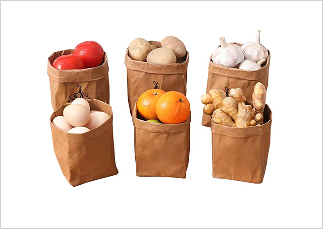 bolsa de fruta de papel de fondo cuadrado