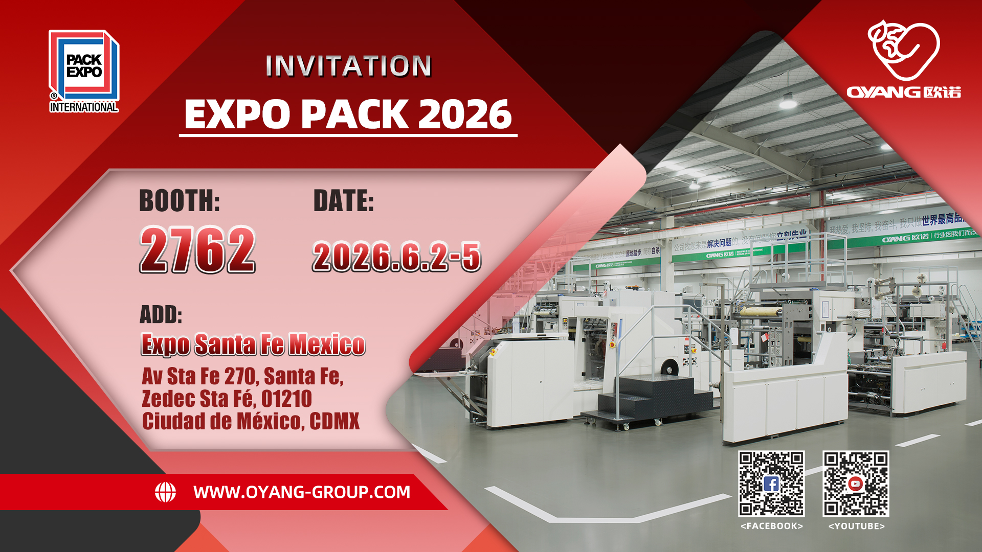 OYANG Packaging Machinery en EXPO PACK 2026 México - Stand 2762