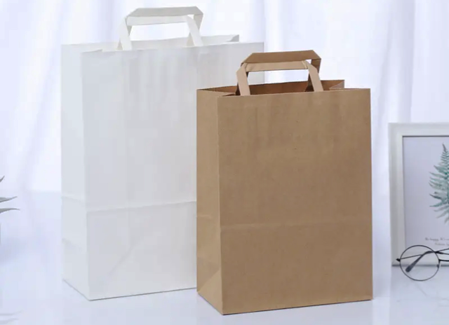 Bolsa de papel de fondo cuadrado con asa plana