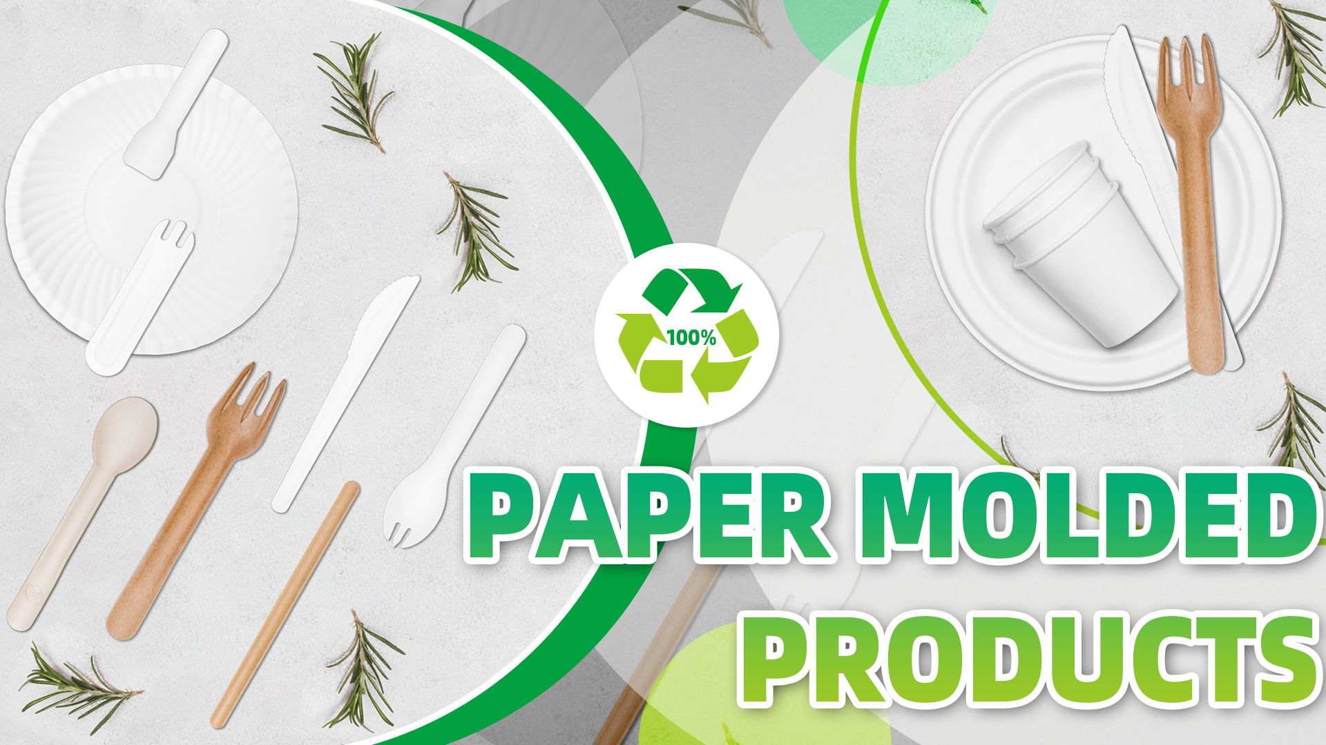 Diversas aplicaciones de productos moldeados de papel.